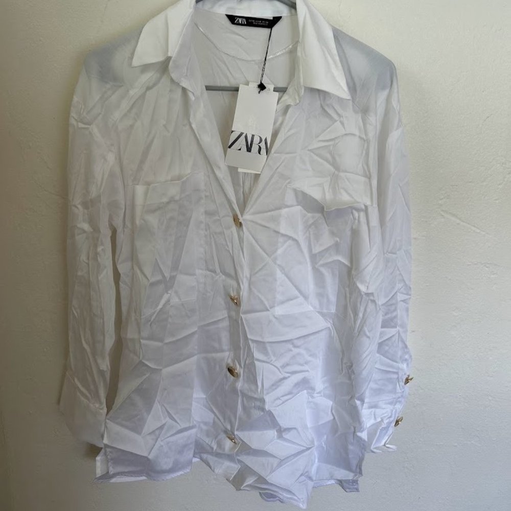 White Silky Long Sleeve Blouse